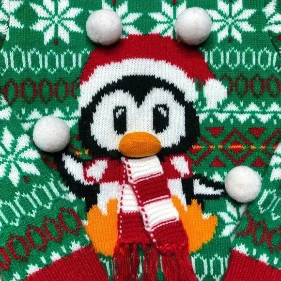 Happy Holidays Christmas Penguin  Sweater Size 3T - Picture 3 of 16